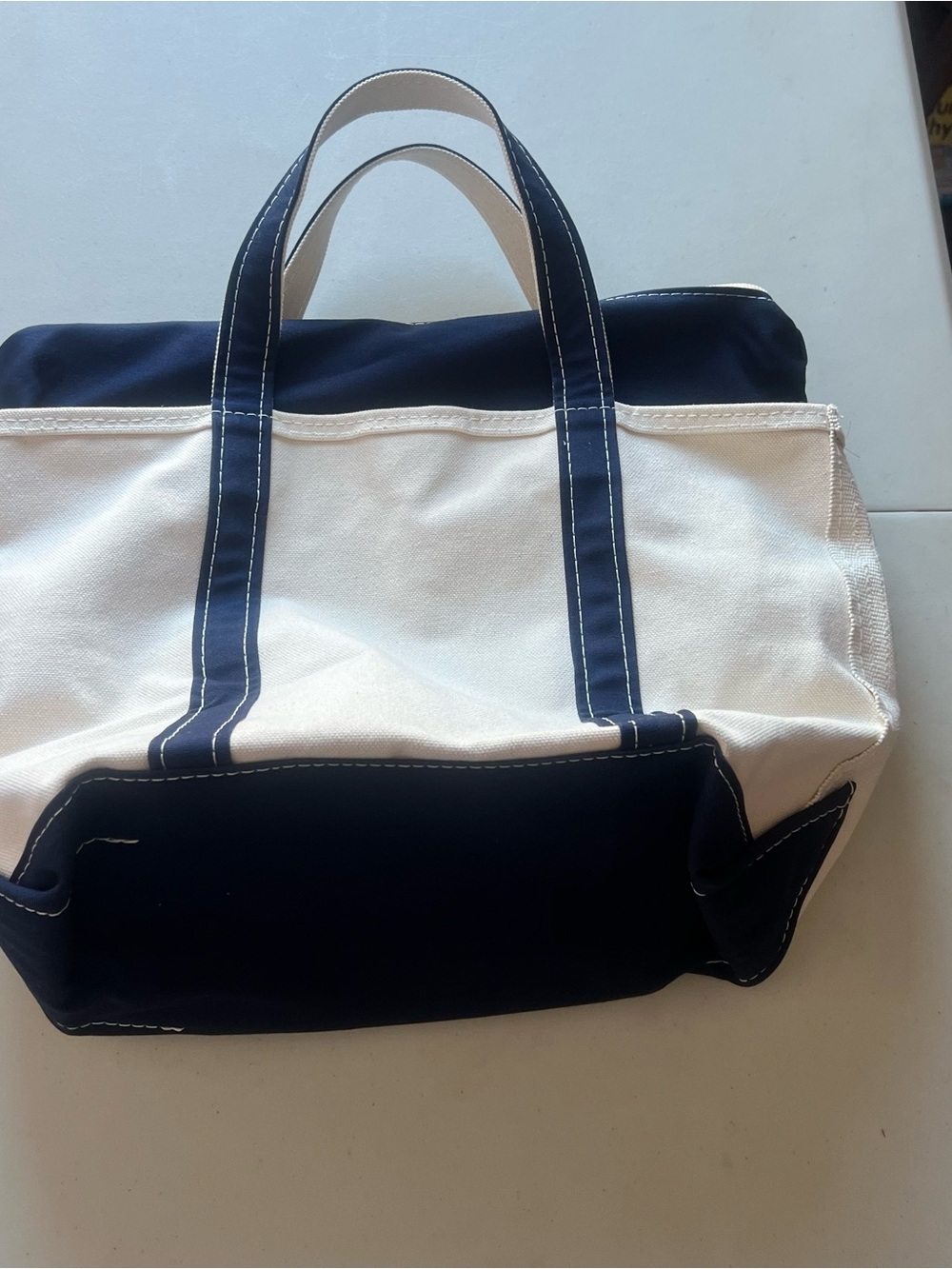 Classic L.L. Bean Boat and Tote Canvas Bag Navy and White